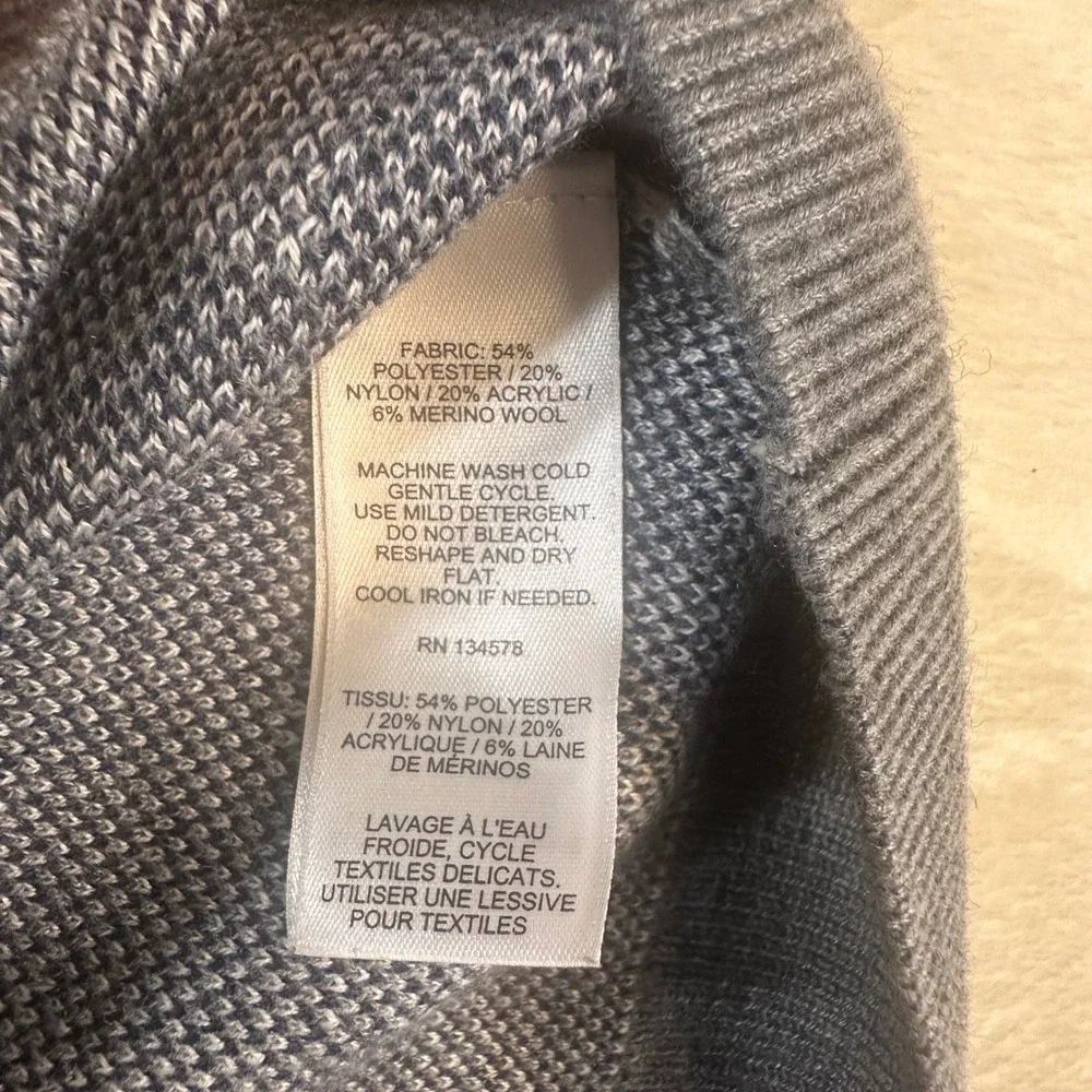 Vineyard Vines Women Gray Ahoy Anchor Crewneck Sweater Large Merino Wool Blend